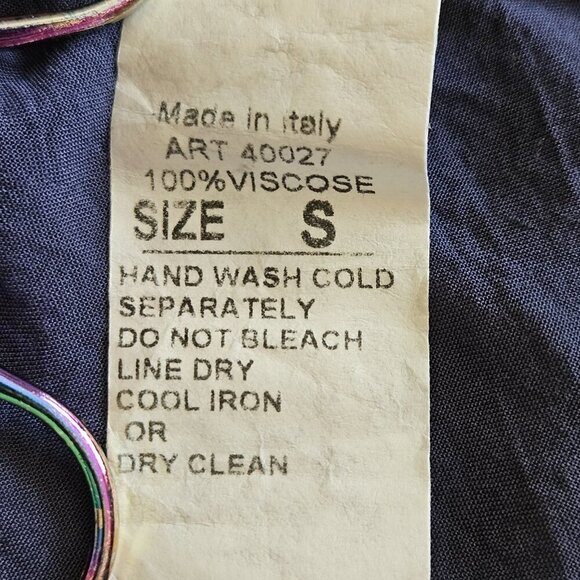 Lola Made In Italy Top Womens S Navy Buttons LS Lightweight Oversized Viscose - Picture 12 of 15